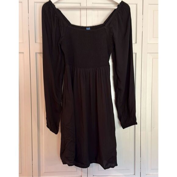 Old Navy NWT black smocked puff sleeve mini dress small - Picture 11 of 12